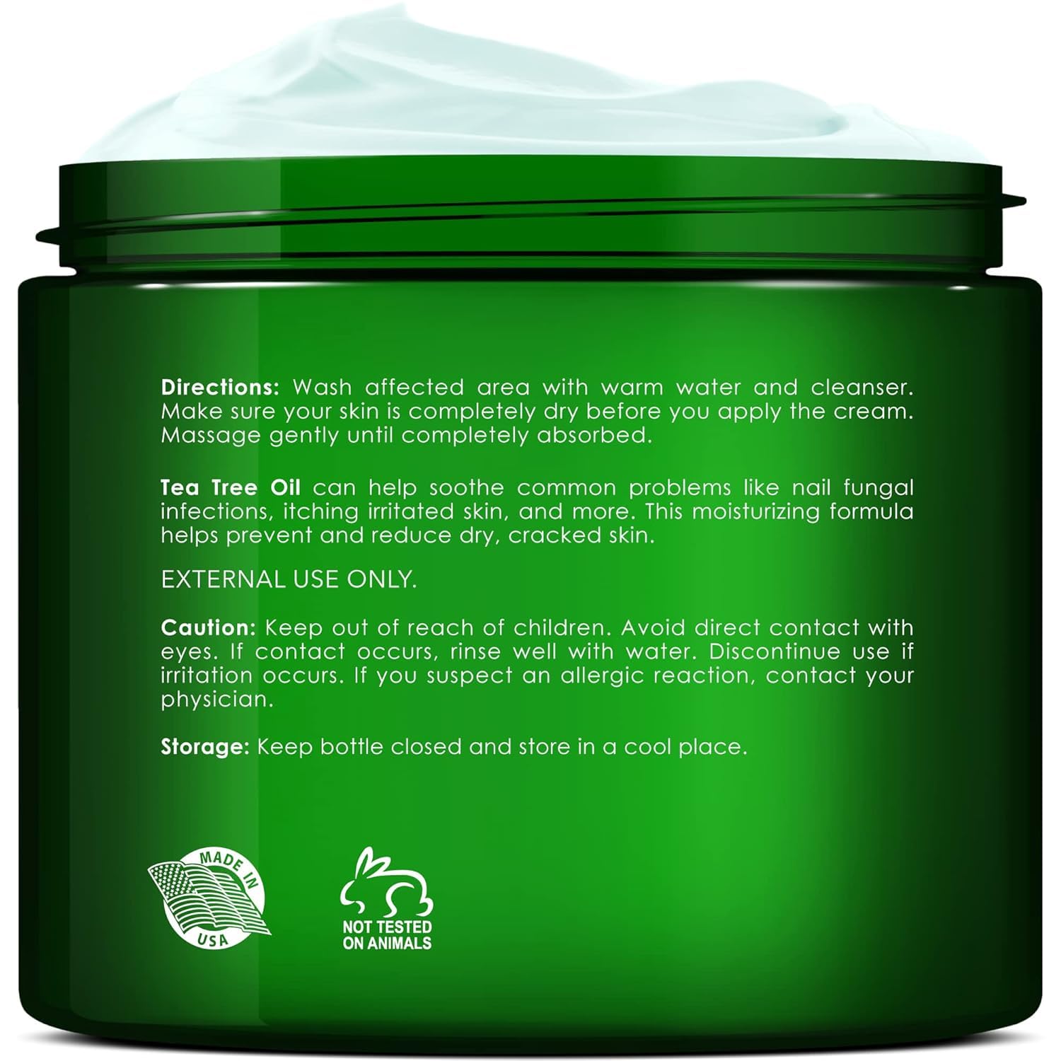 Tea Tree Oil Foot Cream for Dry Cracked Feet - 8 oz - Pack of 2