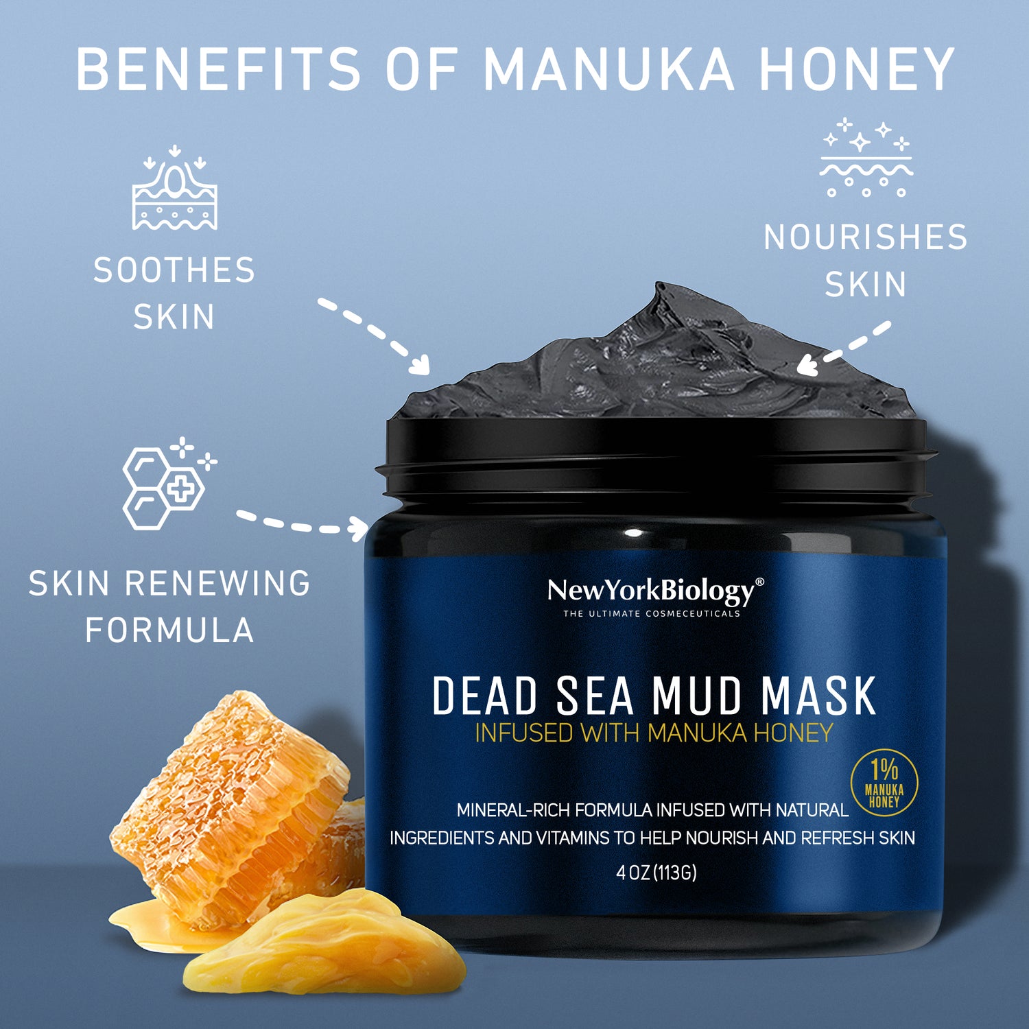 Dead Sea Mud Mask with Manuka Honey - 4 oz