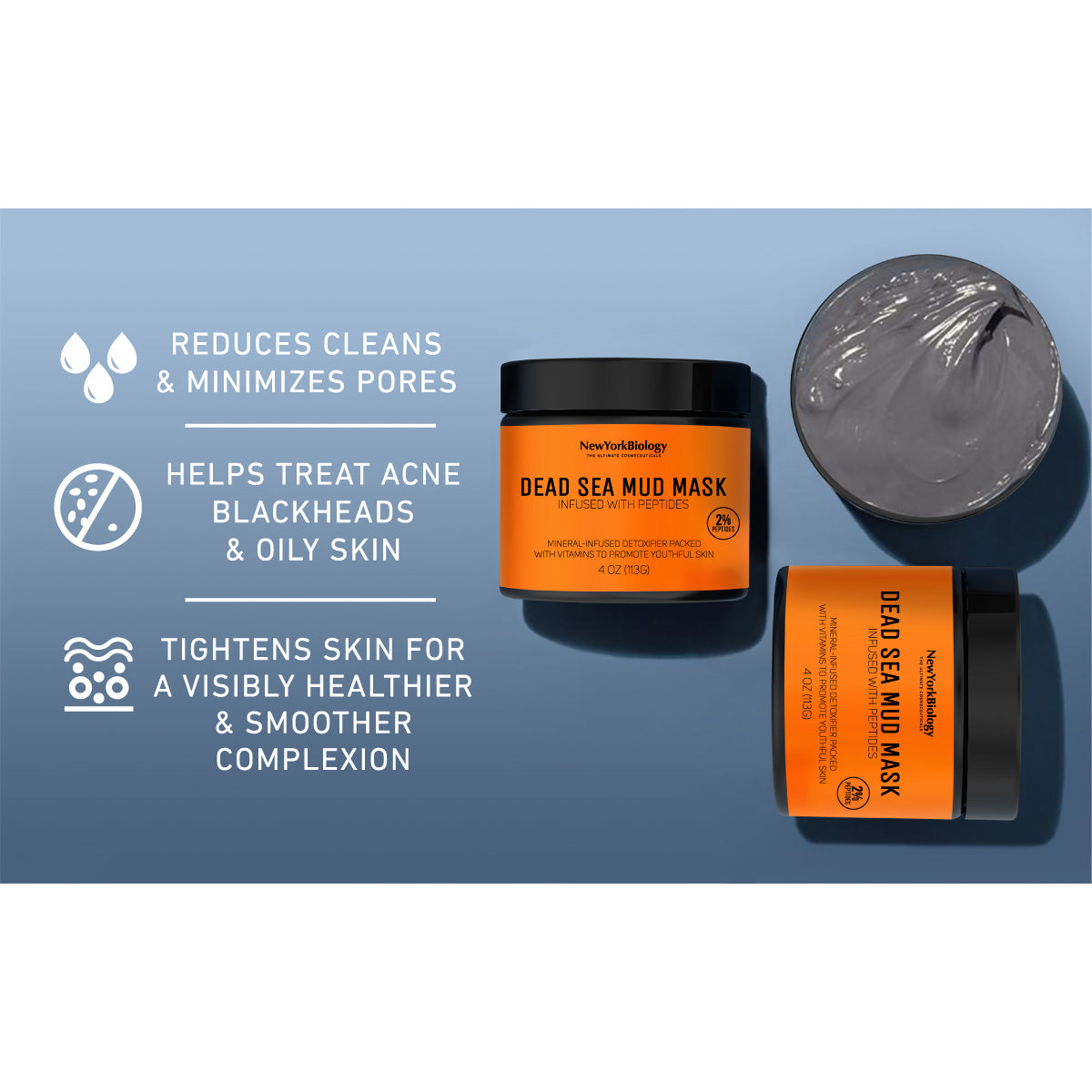 Dead Sea Mud Mask infused with Peptides - 4 oz