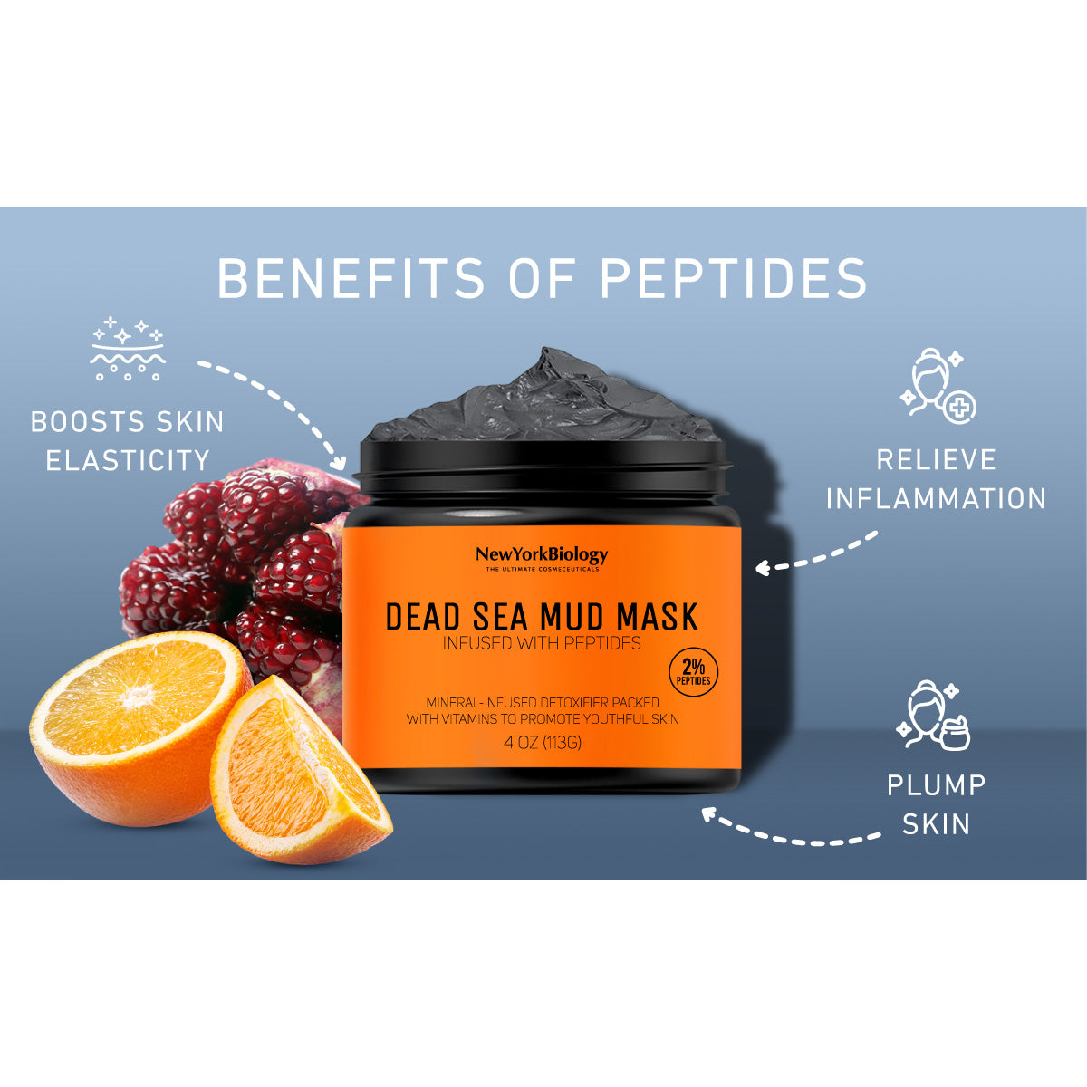 Dead Sea Mud Mask infused with Peptides - 4 oz