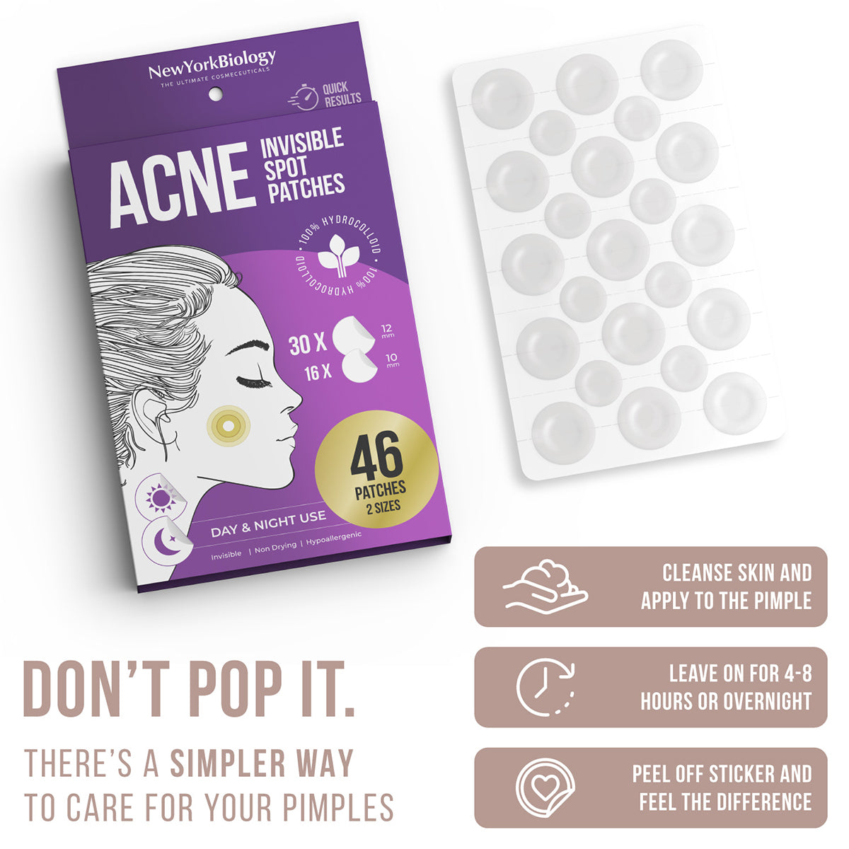 Invisible Pimple Patches to cover Pimples, Zits, Acne and Blemishes on Face and Skin