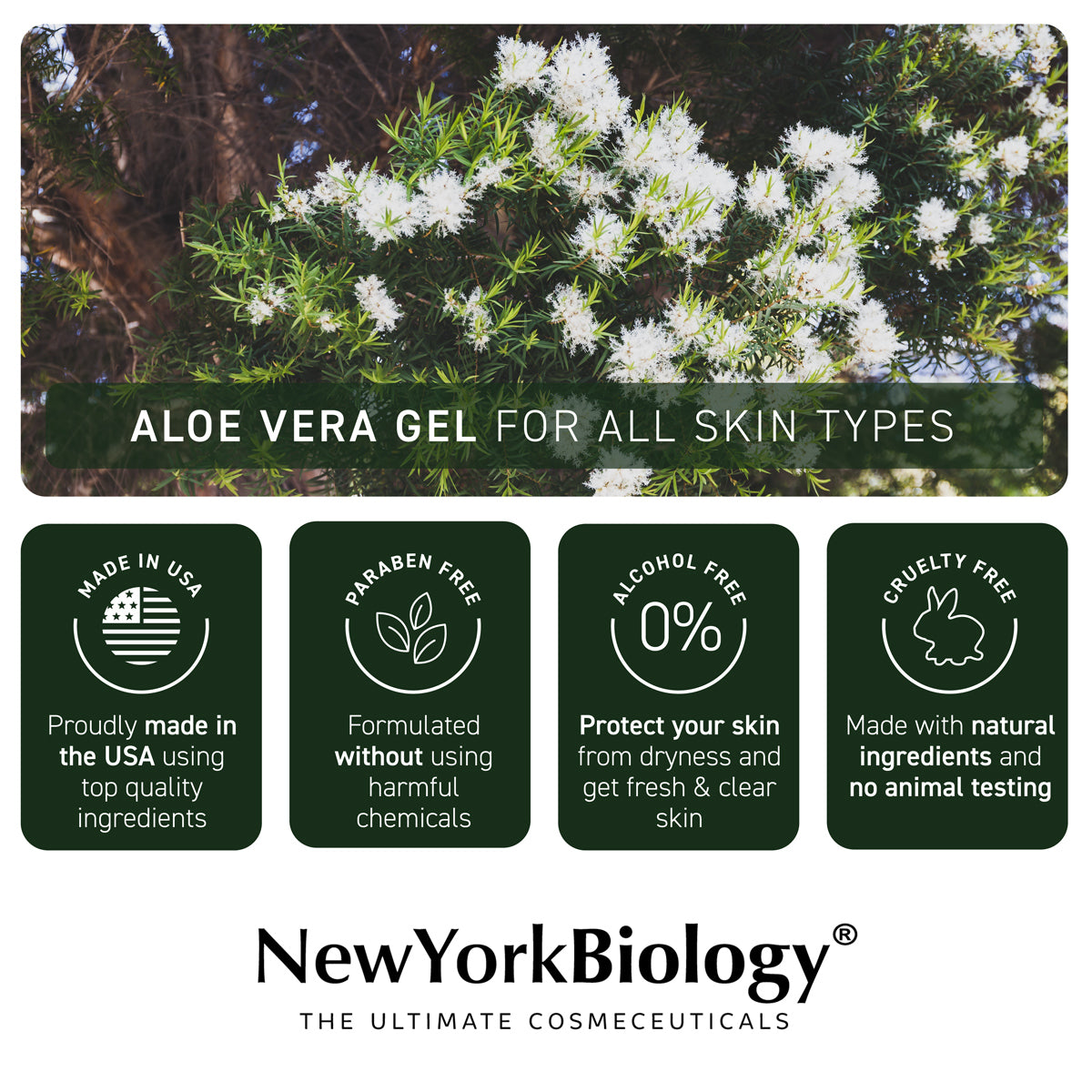 Aloe Vera Gel - Infused with Tea Tree Oil - 16 oz