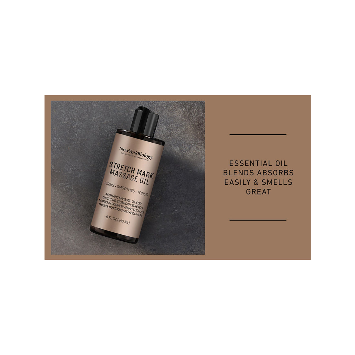 Stretch Mark Massage Oil 8 Fl Oz - Made with 100% Natural Oils