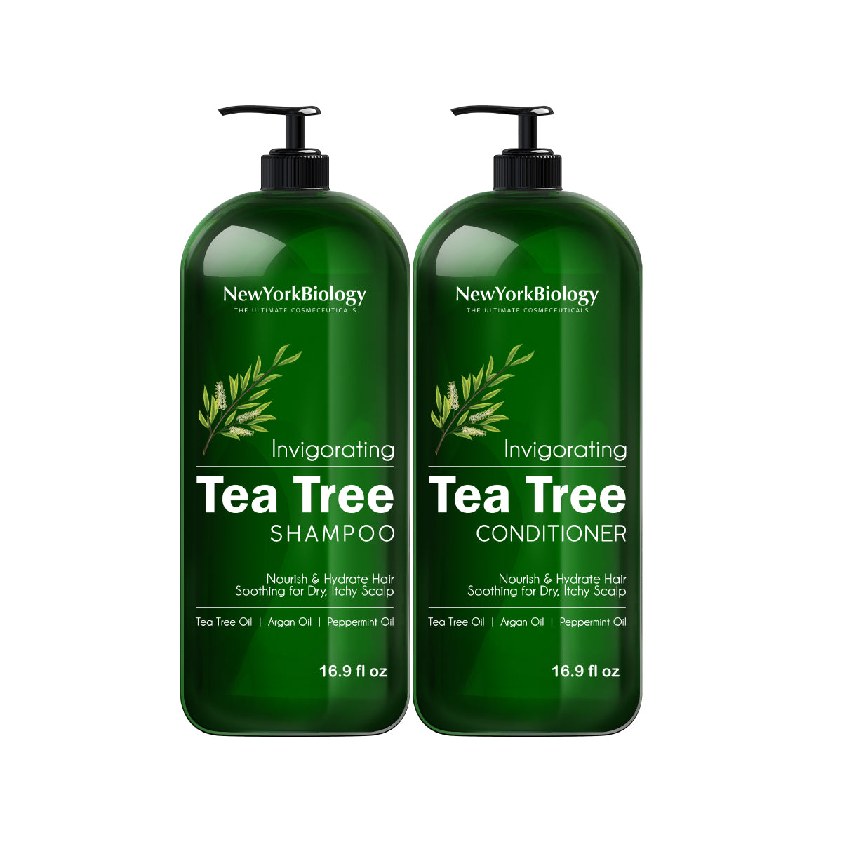 Tea Tree Shampoo and Conditioner Set - Deep Cleanser - 16.9 fl Oz