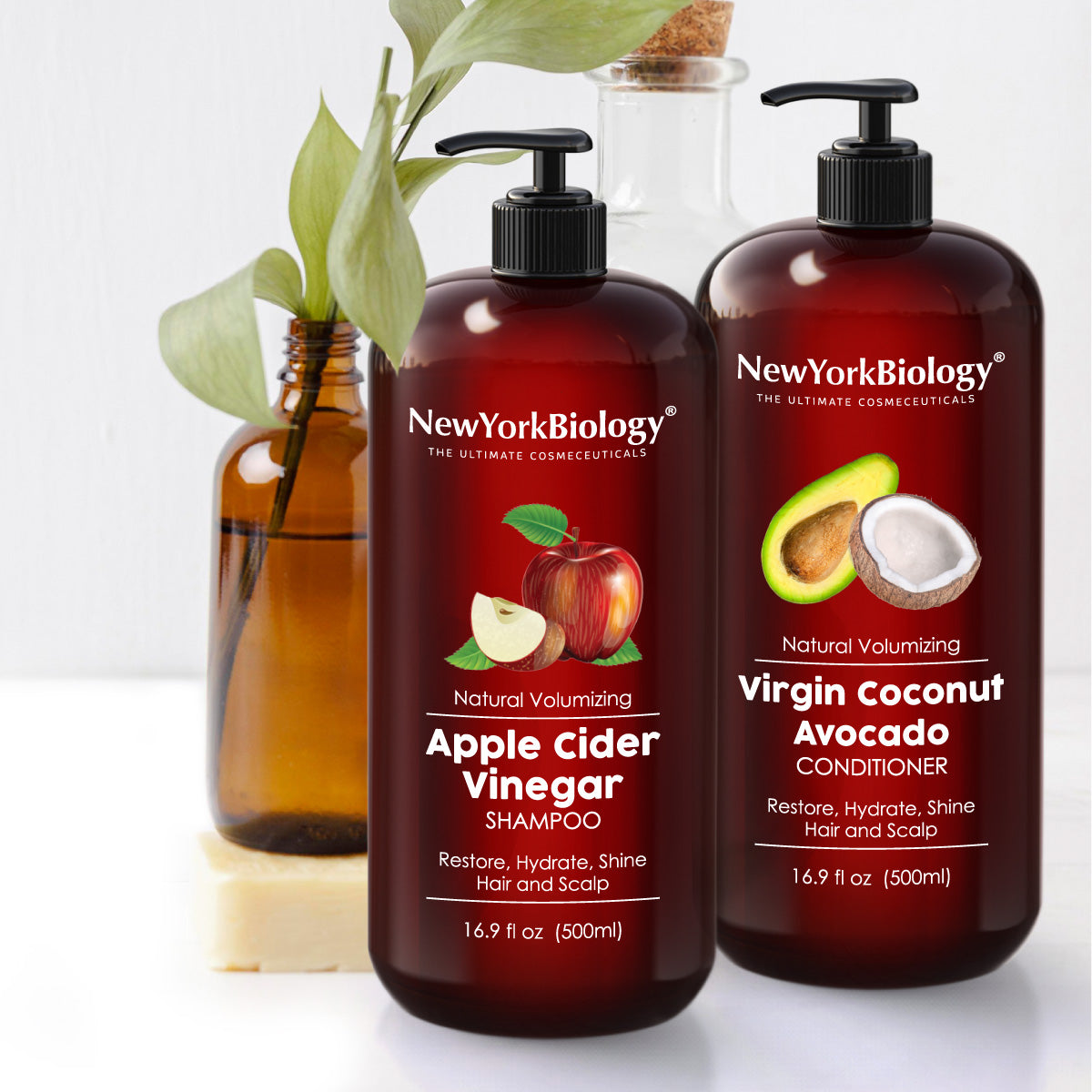 Apple Cider Vinegar Shampoo and Virgin Coconut Avocado Oil Conditioner - 16.9 fl Oz