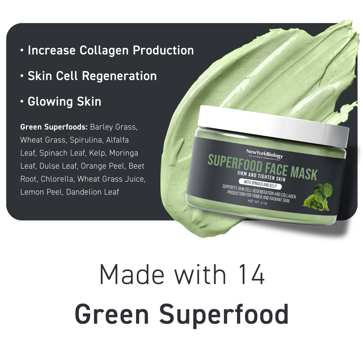 Green Superfood Facial Mask 6 oz – Moisturizing and Hydrating photo