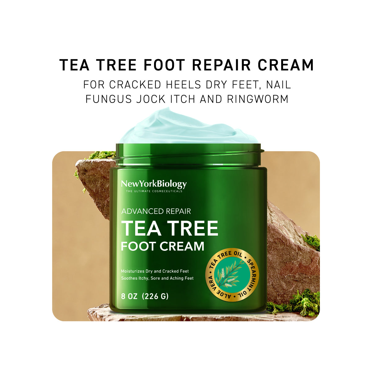 Tea Tree Oil Foot Cream for Dry Cracked Feet - 8 oz