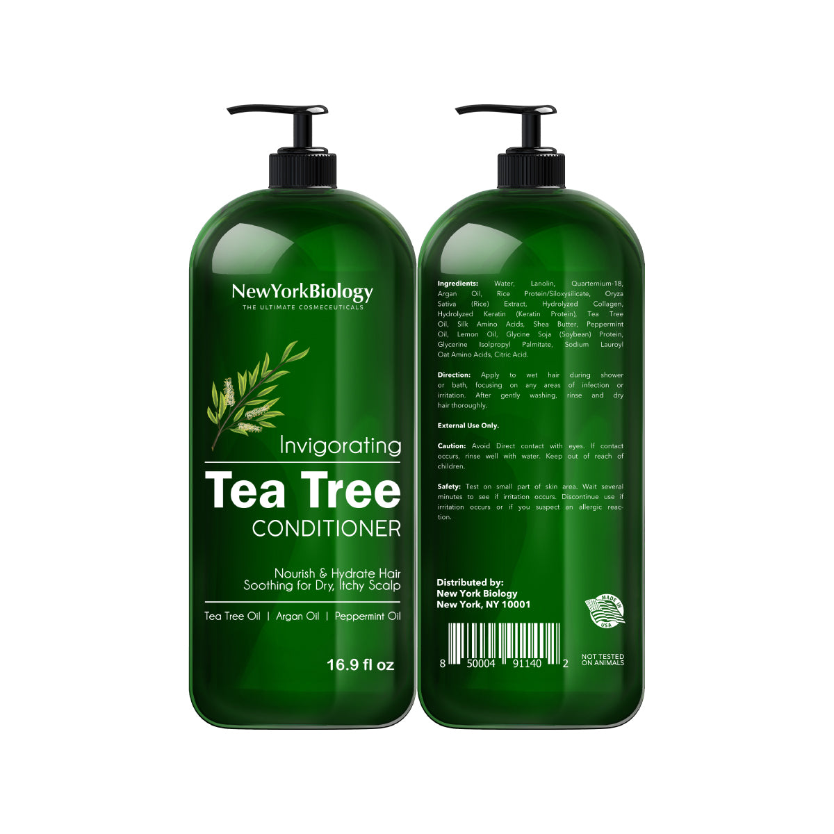 Tea Tree Shampoo and Conditioner Set - Deep Cleanser - 16.9 fl Oz